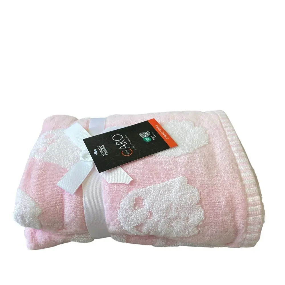 Caro Home Halloween Ghost Hand Towels 18x28 Plush Pink & White Set of 2 New